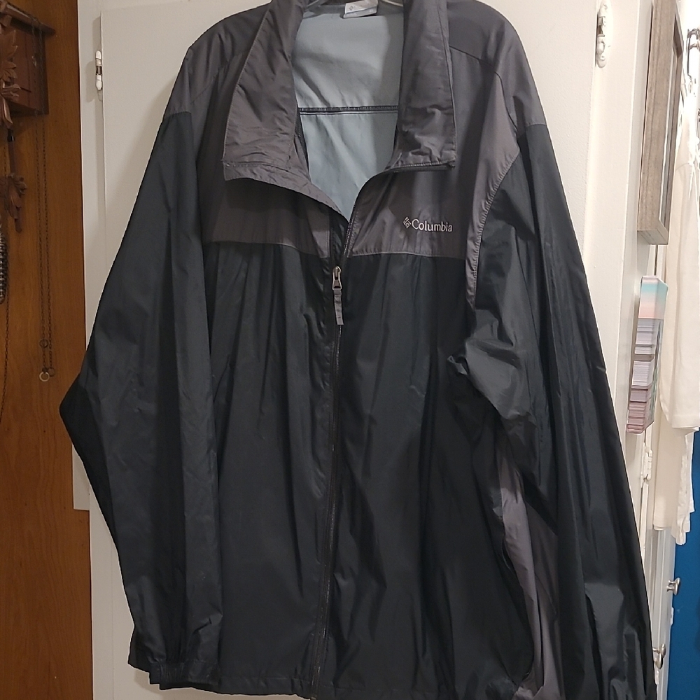Mens 4XL Columbia Black and Gray Windbreaker Jacket